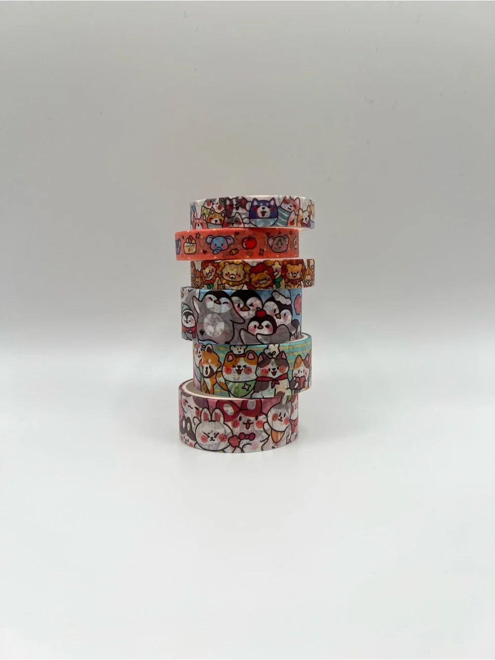 6 Animal Multicolor Cute Animal Pattern Washi Tape Set 1
